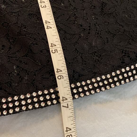Black Stretch Lace and Rhinestone Glam Goth Pullover Duster - Picture 6 of 7